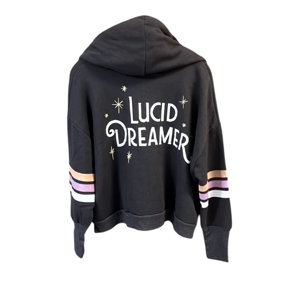 Wildfox Lucid Dreamer Hoodie NWT front zip charcoal multi graphics sz XL - Picture 3 of 7